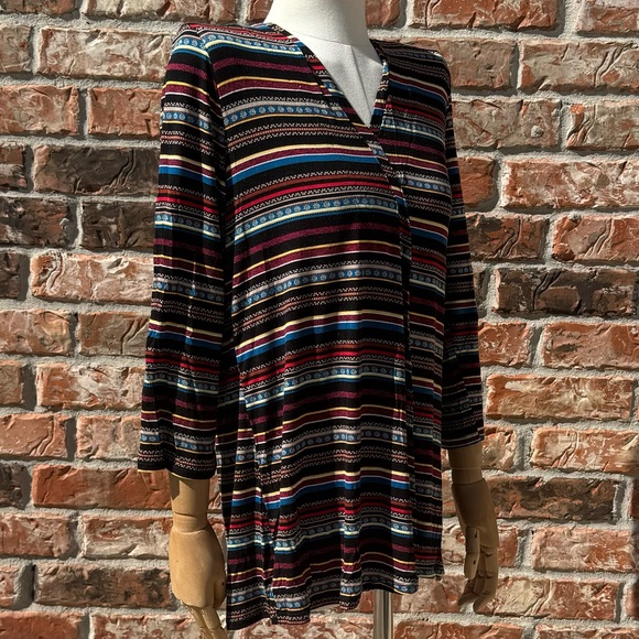 Dana Buchman multicolored striped long sleeve v-neck top / M/Excellent condition - Picture 5 of 15